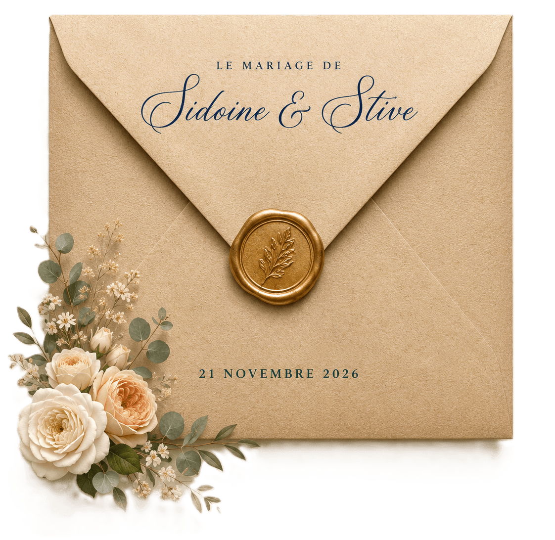 Enveloppe d'invitation — Mariage de Sidoine & Stive